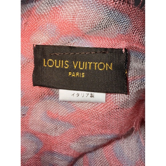 RARE Louis Vuitton Stephen Sprouse Leopard Scarf Pink Grey Graffiti Logo Italy - Picture 4 of 9